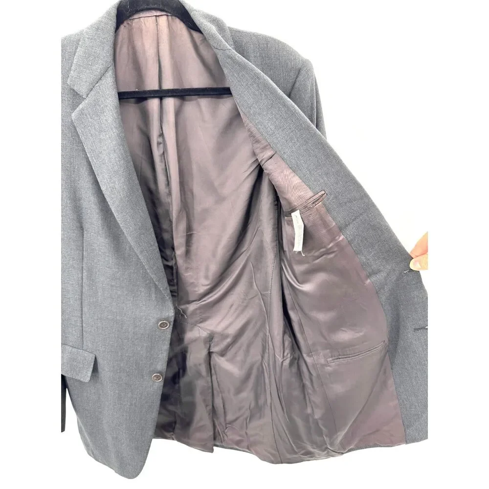 BURBERRY Vintage Dark Gray 2 Button Blazer Jacket Size Large 40